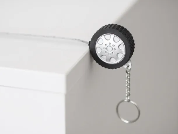 TIRE Keychain - tape measure  1 m Silver