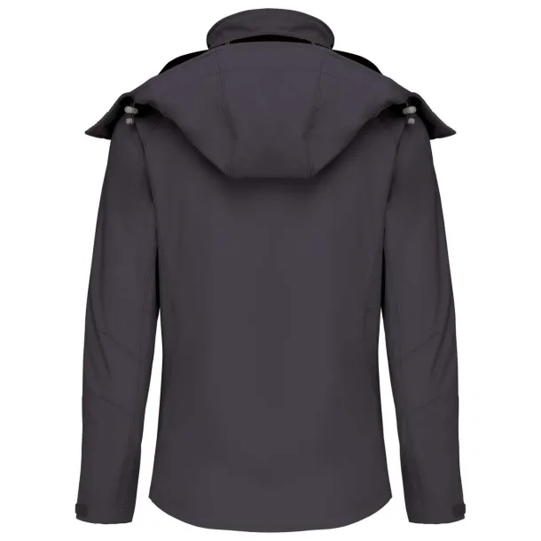  LADIES' DETACHABLE HOODED SOFTSHELL JACKET - Kariban Marl Grey