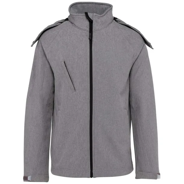  LADIES' DETACHABLE HOODED SOFTSHELL JACKET - Kariban Marl Grey