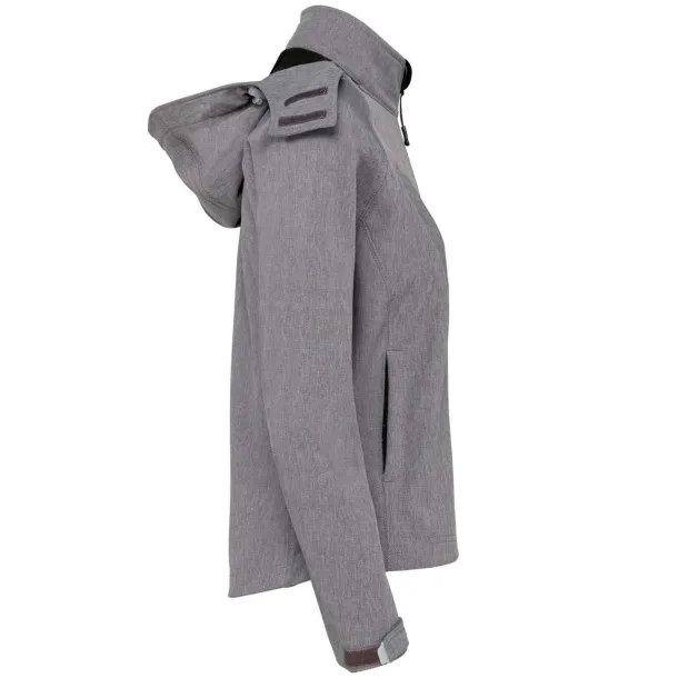  LADIES' DETACHABLE HOODED SOFTSHELL JACKET - Kariban Marl Grey