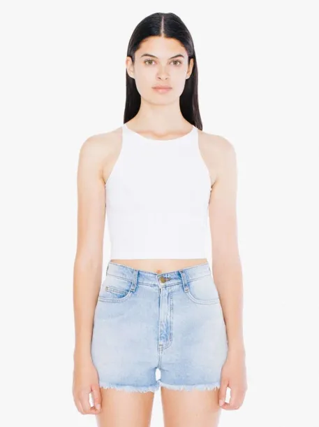  WOMEN'S COTTON SPANDEX CROP TANK - American Apparel White