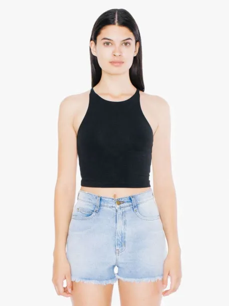  WOMEN'S COTTON SPANDEX CROP TANK - American Apparel Black