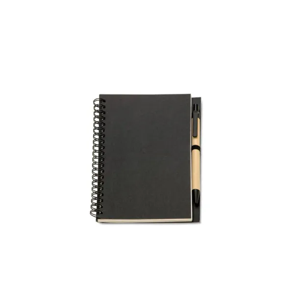 BLOQUERO Recycled notebook and ball pen Black