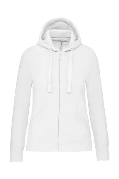  LADIES' FULL ZIP HOODED SWEATSHIRT - Kariban White