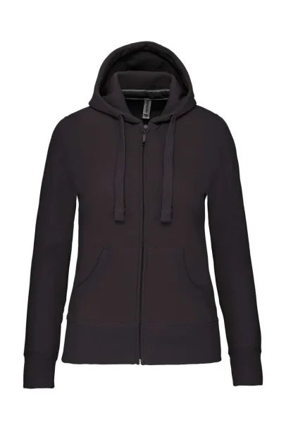  LADIES' FULL ZIP HOODED SWEATSHIRT - Kariban Tamno siva