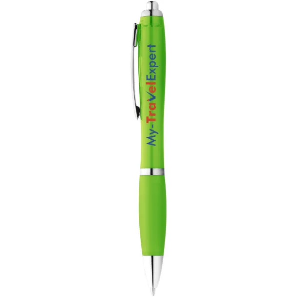 Nash ballpoint pen with coloured barrel and grip Lime