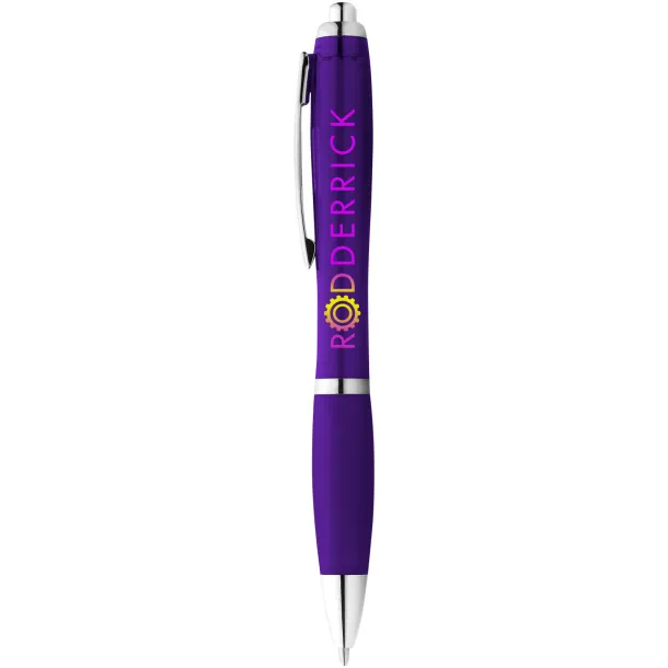 Nash ballpoint pen with coloured barrel and grip Purple