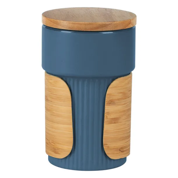 LARS Stoneware mug with bamboo parts Blue