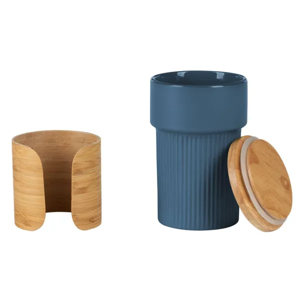 LARS Stoneware mug with bamboo parts Blue