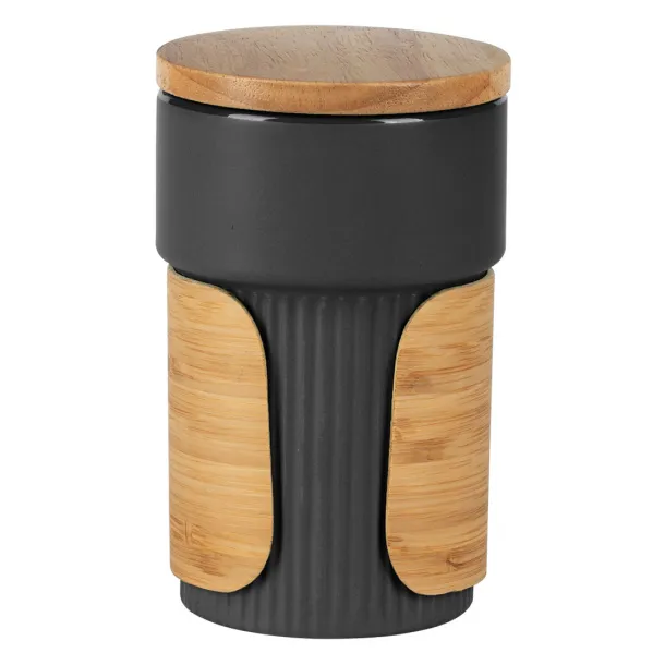 LARS Stoneware mug with bamboo parts Black