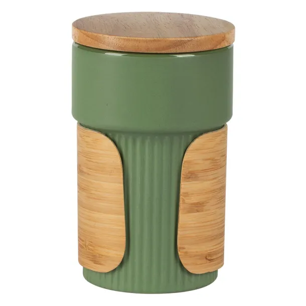 LARS Stoneware mug with bamboo parts Green