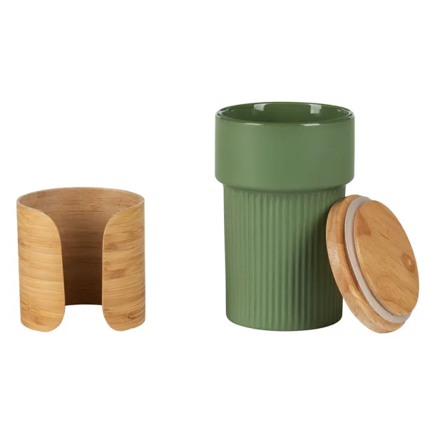 LARS Stoneware mug with bamboo parts Green