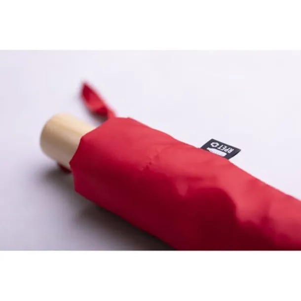  RPET windproof manual umbrella, foldable red