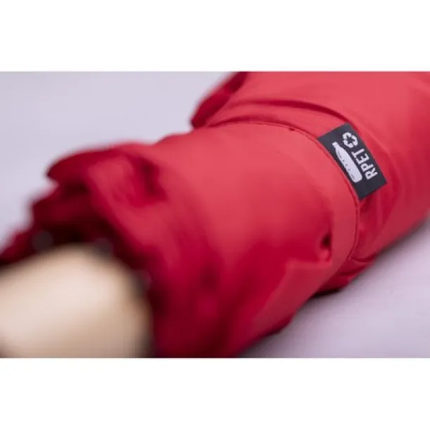  RPET windproof manual umbrella, foldable red