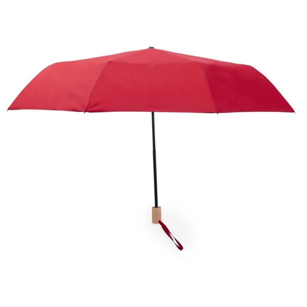  RPET windproof manual umbrella, foldable Crvena