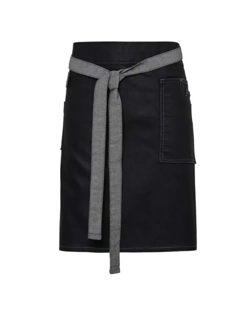  'DIVISION' WAXED LOOK DENIM WAIST APRON - Premier Black Denim