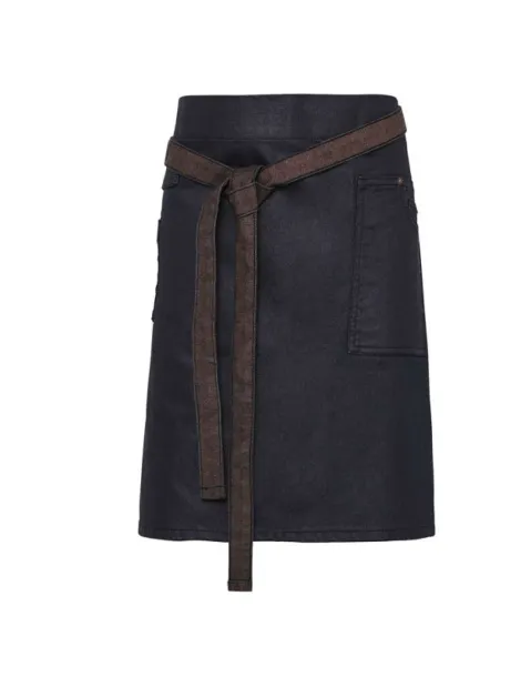  'DIVISION' WAXED LOOK DENIM WAIST APRON - Premier Oxford Navy Brown Denim