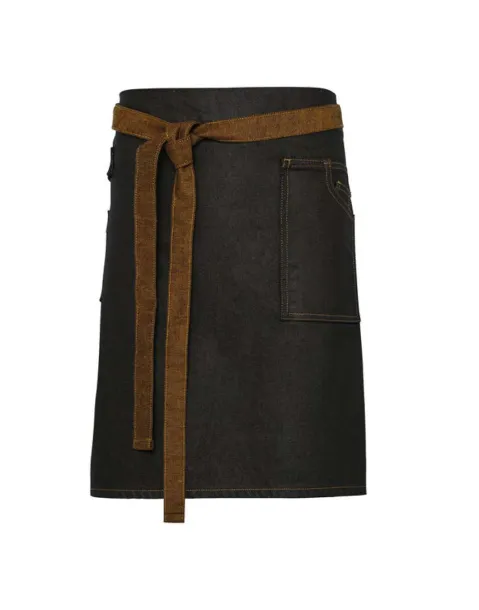  'DIVISION' WAXED LOOK DENIM WAIST APRON - Premier Black Tan Denim