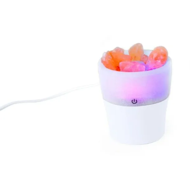  Ovlaživač zraka, višebojno svjetlo, kamenčići himalajske soli Bijela