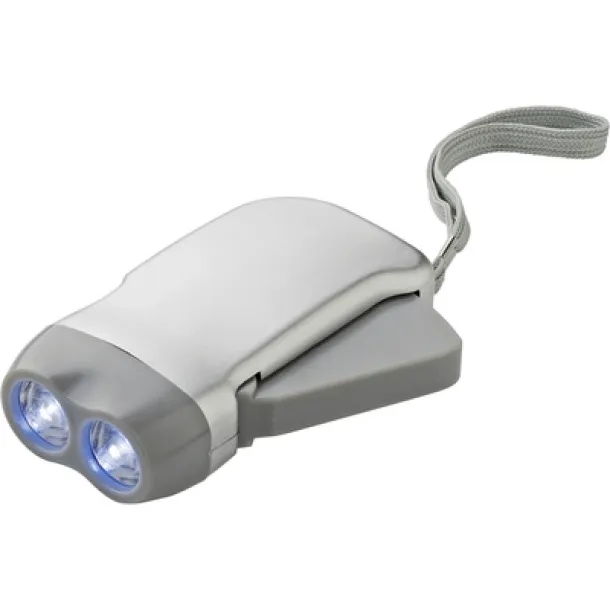  Dynamo torch 2 LED Srebrna