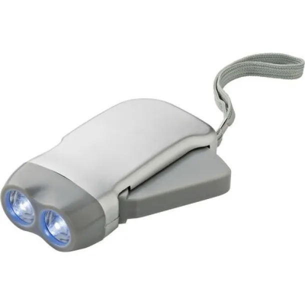  Dynamo torch 2 LED Srebrna
