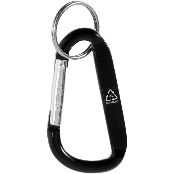 Timor RCS recycled aluminium carabiner keychain Solid black