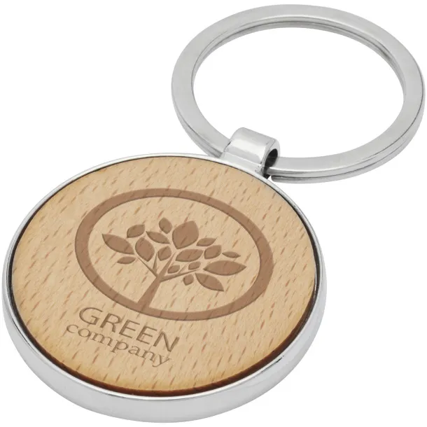 Moreno beech wood round keychain Natural