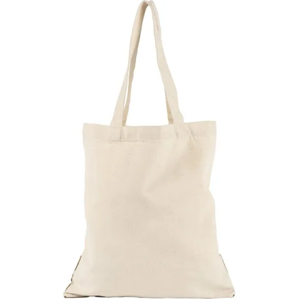  Cotton shopping bag with cork element, cotton 250 g/m2 beige