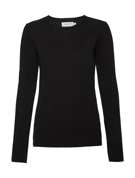  Ženski pleteni pulover s okruglim izrezom, 275 g/m² - Russell Collection Crna