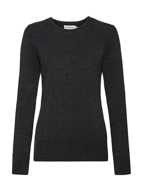  Ženski pleteni pulover s okruglim izrezom, 275 g/m² - Russell Collection Charcoal Marl