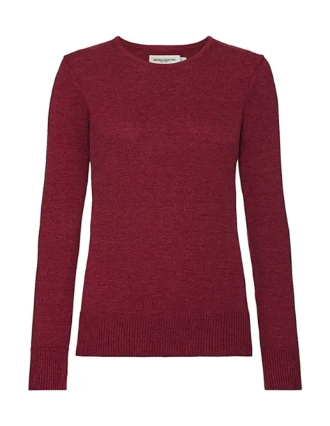  Ladies' Crew Neck Knitted Pullover - Russell Collection Cranberry Marl