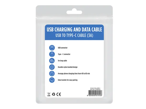 ALFA USB C USB/Type-C charging and data cable - PIXO Black