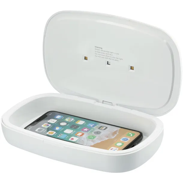 Capsule UV smartphone sanitizer with 5W wireless charging pad White