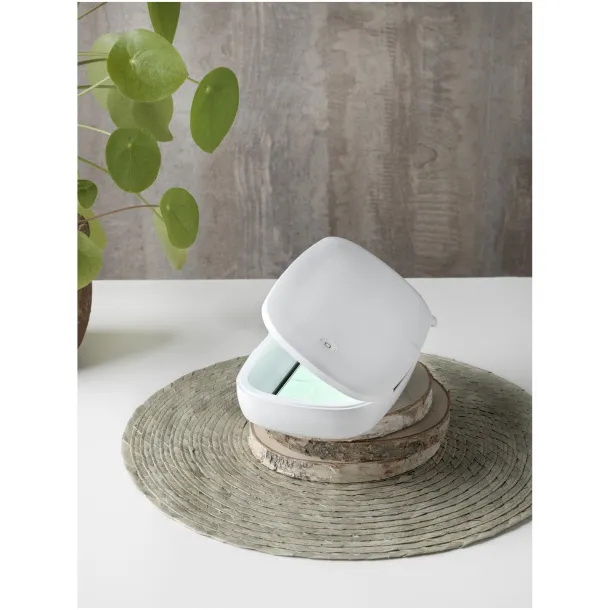 Capsule UV smartphone sanitizer with 5W wireless charging pad White
