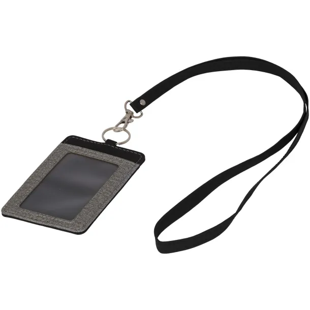 Eye-d heathered badge holder with lanyard - Bullet Grey Solid black