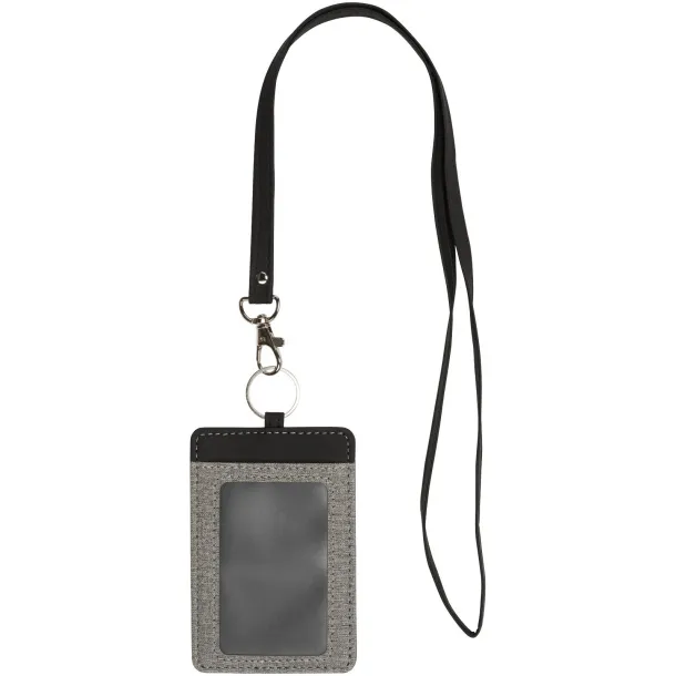 Eye-d heathered badge holder with lanyard - Bullet Grey Solid black