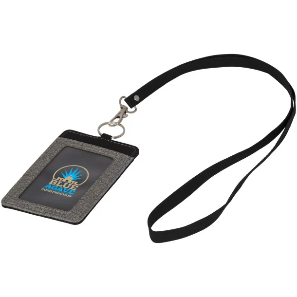 Eye-d heathered badge holder with lanyard - Bullet Grey Solid black