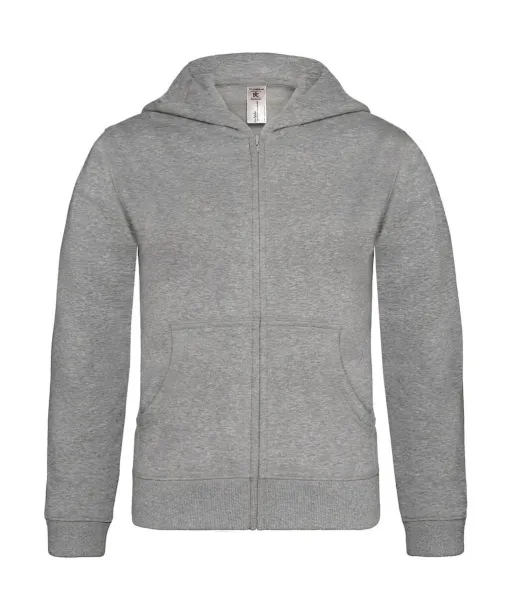  Hooded Full Zip/kids Sweat - B&C Heather Grey