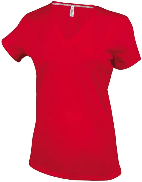  LADIES' SHORT-SLEEVED V-NECK T-SHIRT - Kariban Red