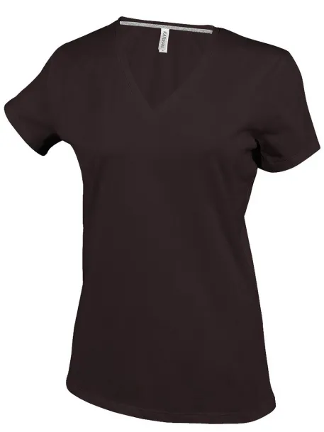  LADIES' SHORT-SLEEVED V-NECK T-SHIRT - Kariban Chocolate