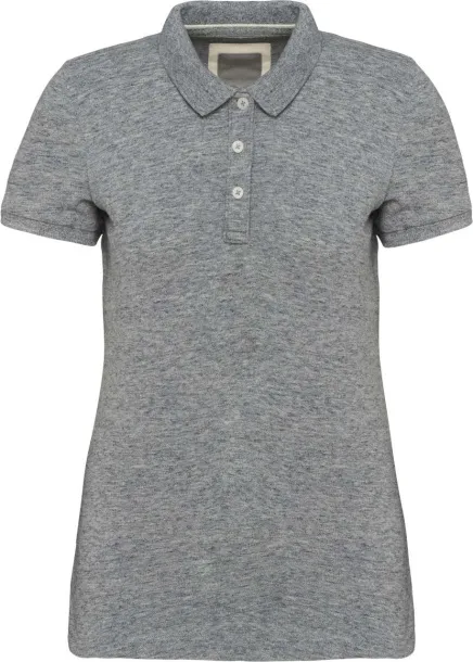  LADIES' VINTAGE SHORT SLEEVE POLO SHIRT - Kariban Slub Grey Heather