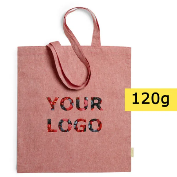  Recycled cotton shopping bag, 120 g/m2 red