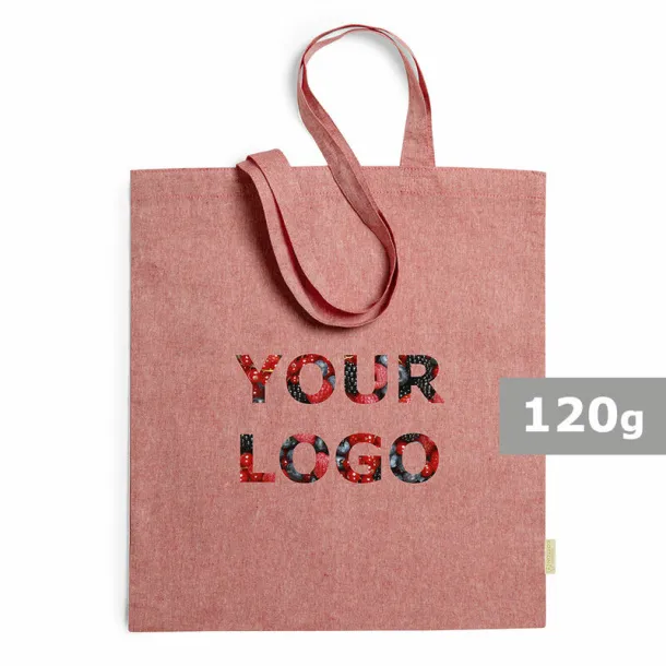  Recycled cotton shopping bag, 120 g/m2 red