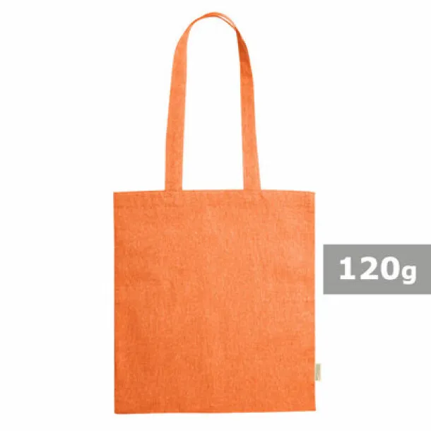  Torba za kupovinu od recikliranog pamuka, 120 g/m2 orange