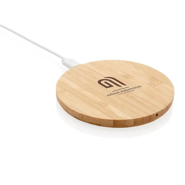  FSC® certified bamboo 5W wireless charger round - XD Collection Brown 