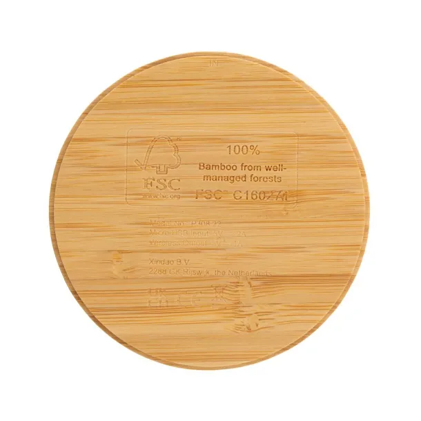  FSC® certified bamboo 5W wireless charger round - XD Collection Brown 