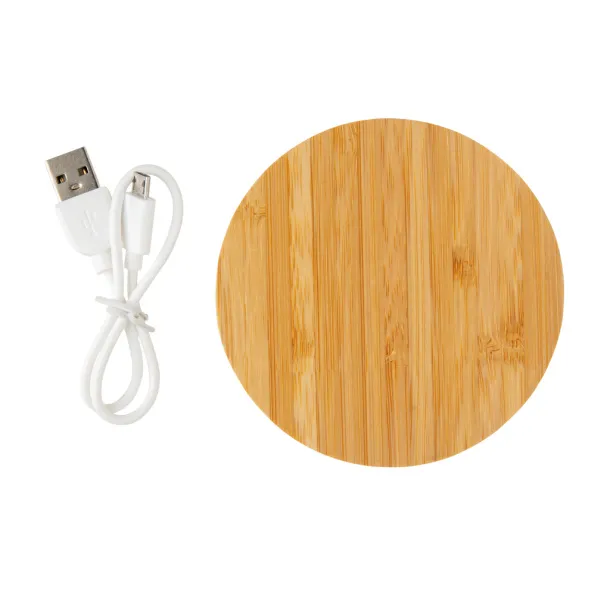  FSC® certified bamboo 5W wireless charger round - XD Collection Brown 