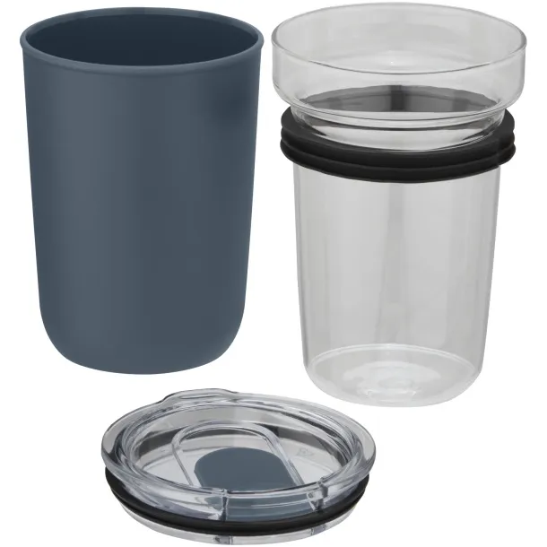 Bello 420 ml glass tumbler with recycled plastic outer wall Ice blue