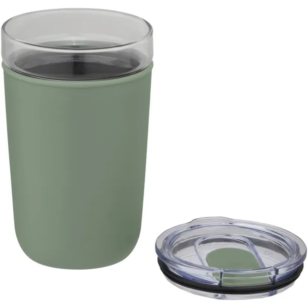 Bello 420 ml glass tumbler with recycled plastic outer wall Heather green