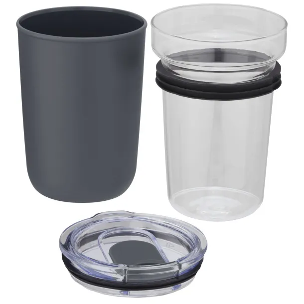 Bello 420 ml glass tumbler with recycled plastic outer wall - Unbranded Grey